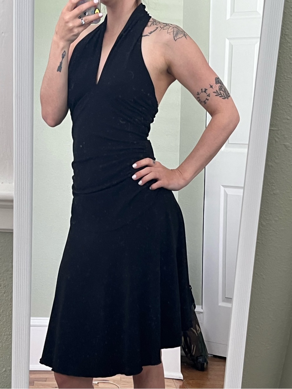 Vintage Y2K JL Love Vampy Black Halter Mini Dress